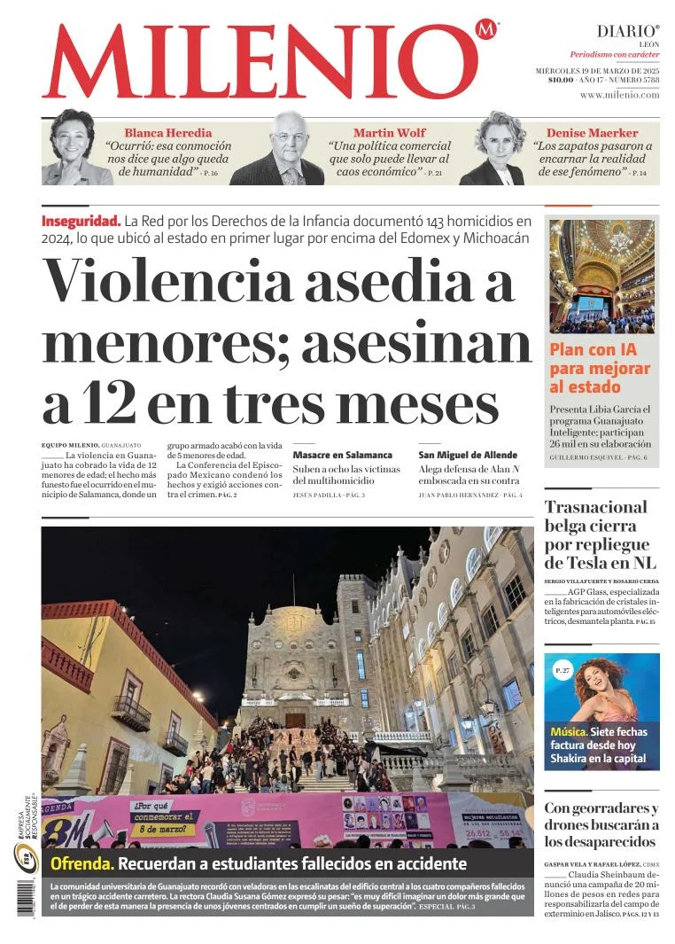 Portada de Milenio Leon del miércoles, 19 de marzo de 2025