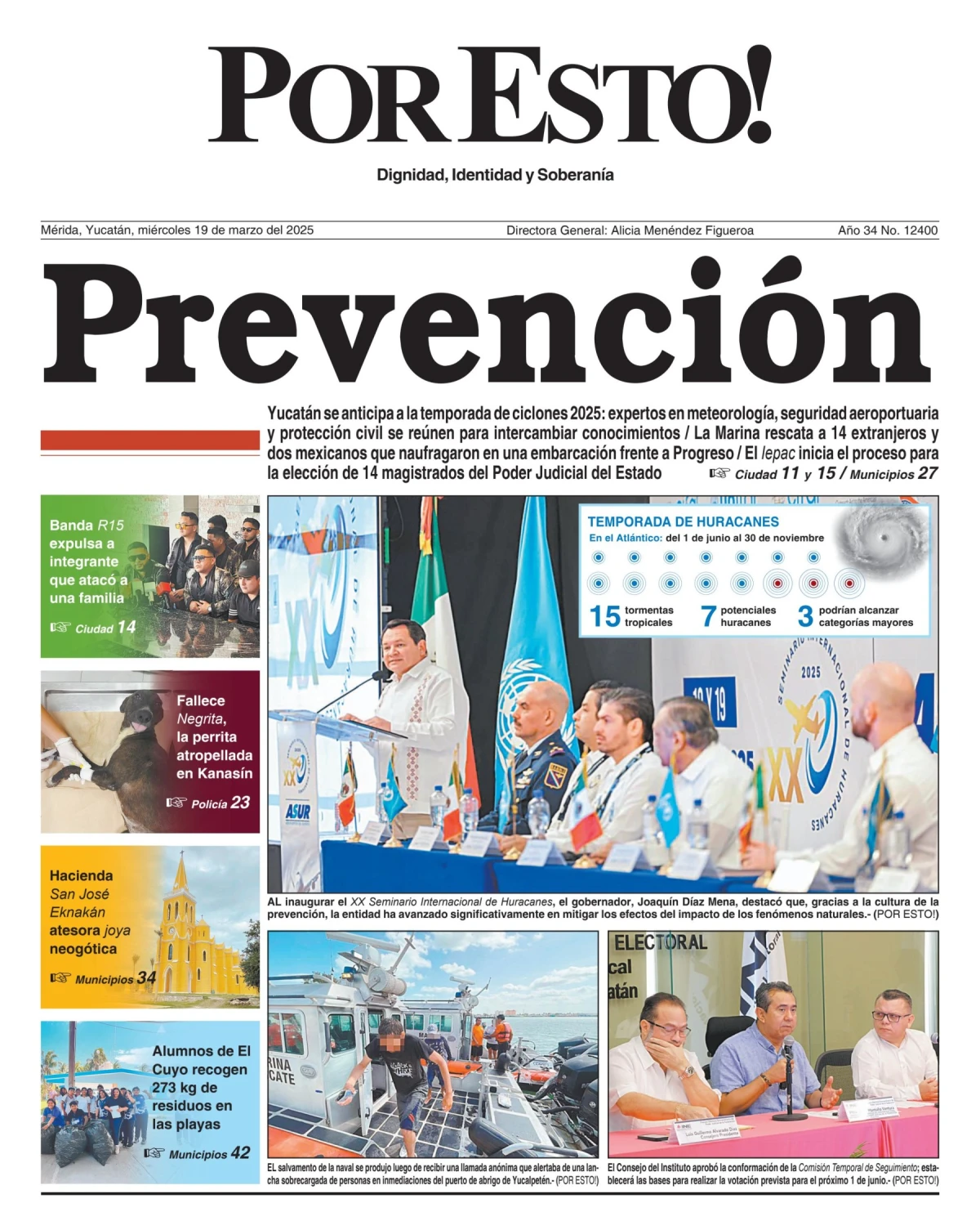 Portada de Por Esto (merida, Yucatan) del miércoles, 19 de marzo de 2025