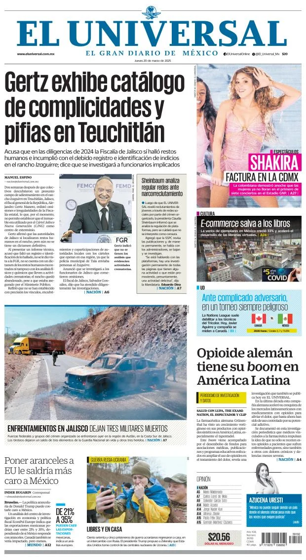 Portada de El Universal