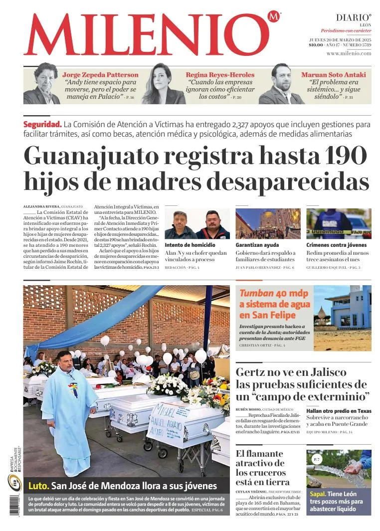 Portada de Milenio Leon del jueves, 20 de marzo de 2025