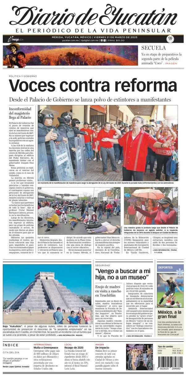 Portada de Diario de Yucatán