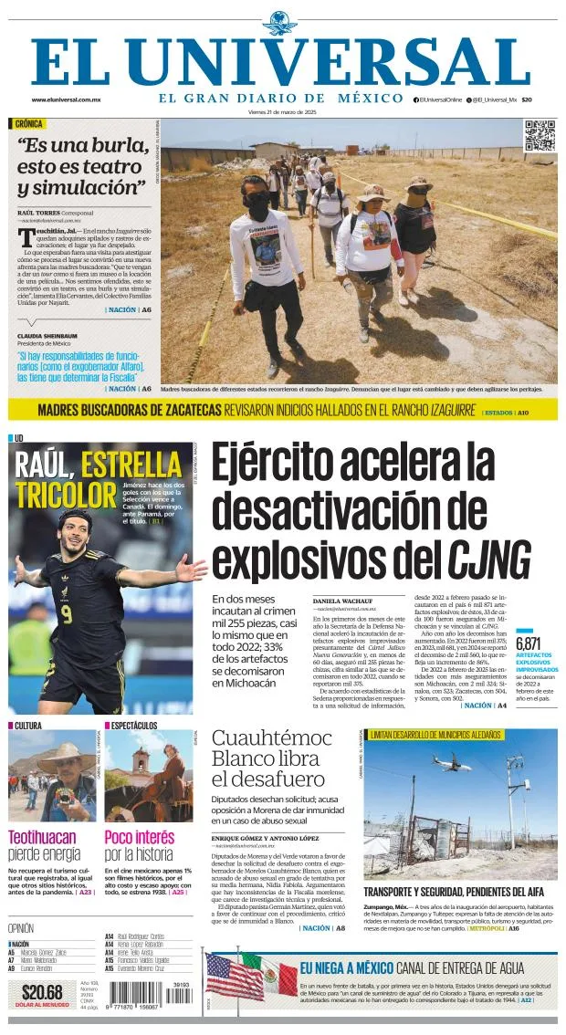 Portada de El Universal