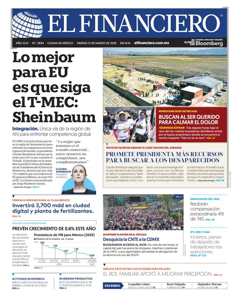 Portada de El Financiero