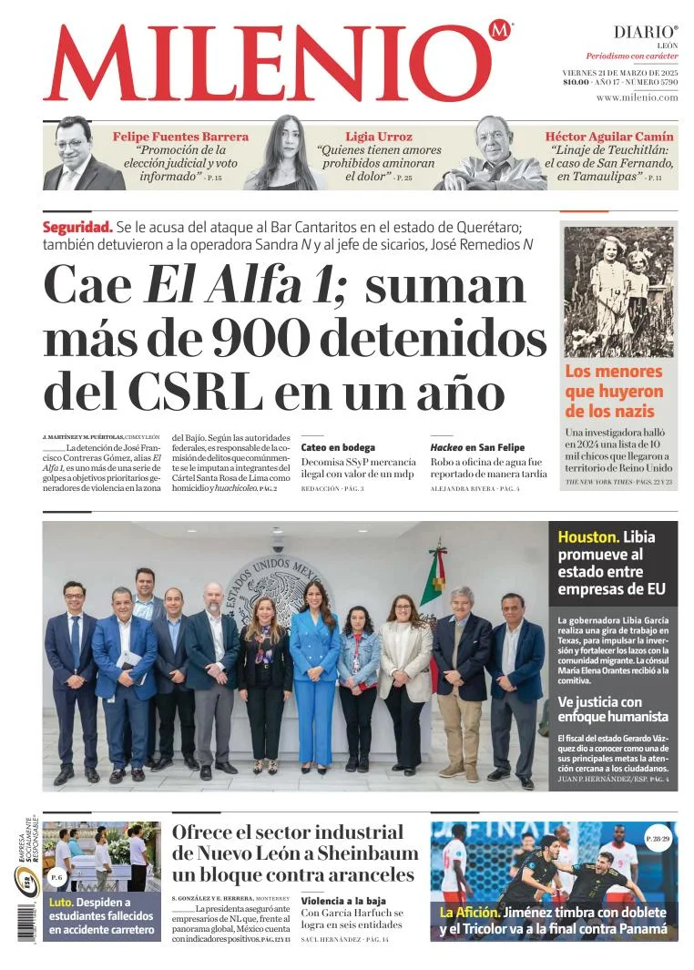 Portada de Milenio Leon del viernes, 21 de marzo de 2025