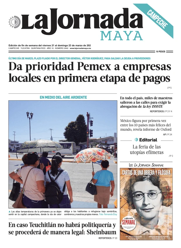 Portada de La Jornada Maya Campeche