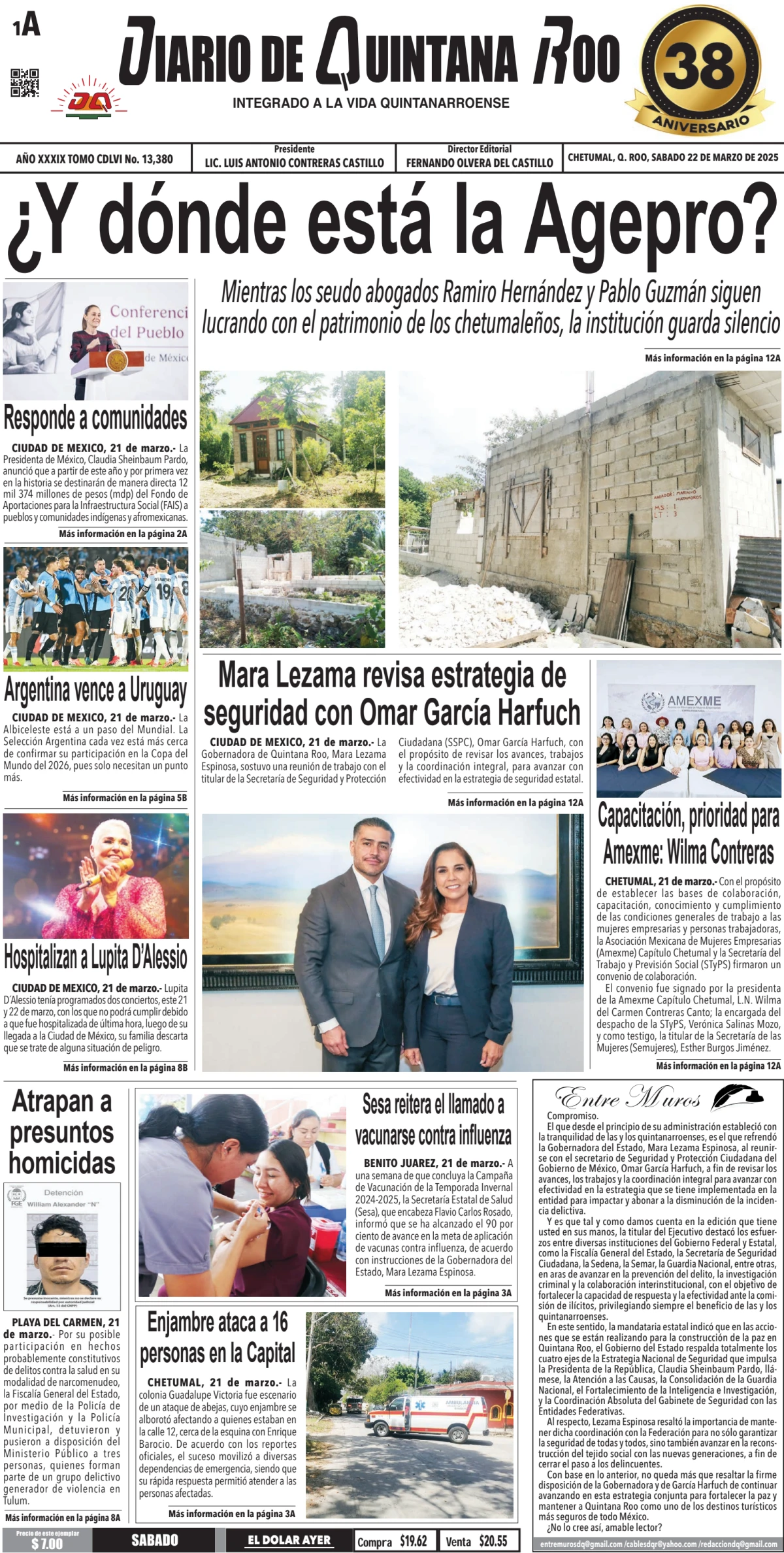 Portada de Diario de Quintana Roo (portada)