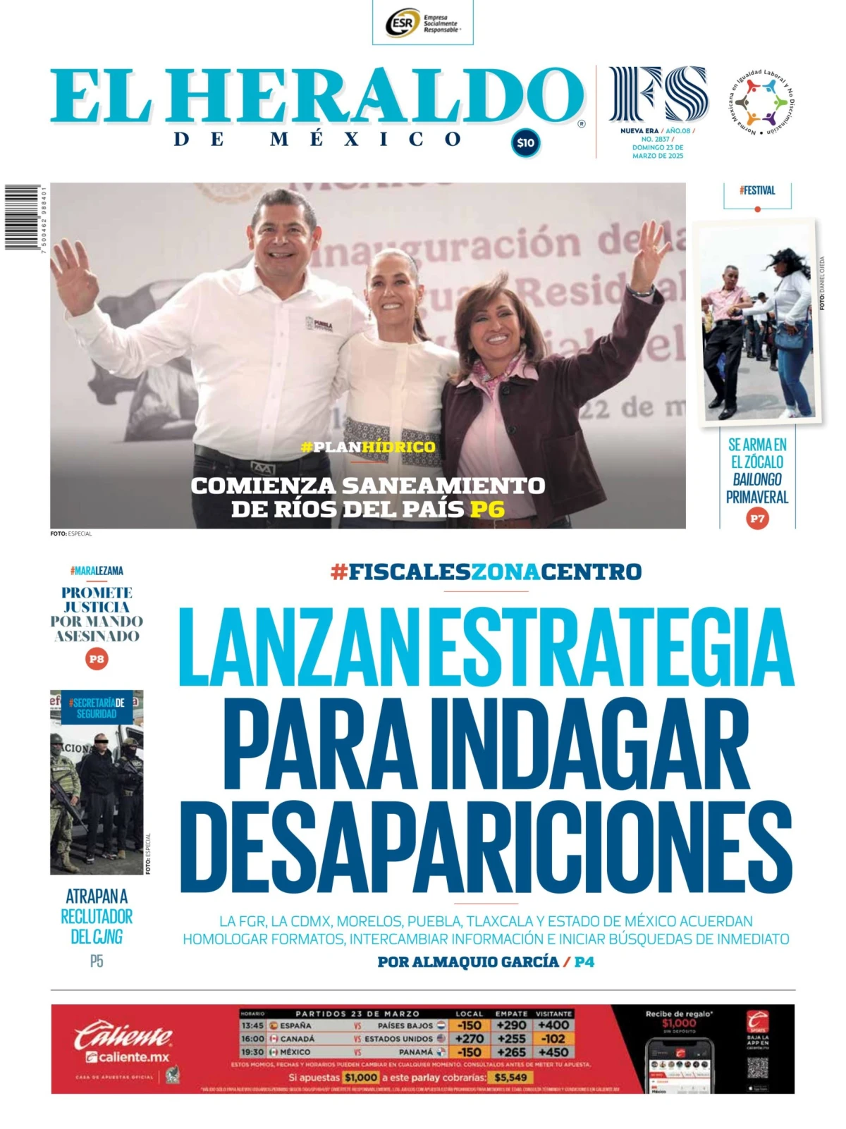 Portada de El Heraldo de Mexico del domingo, 23 de marzo de 2025