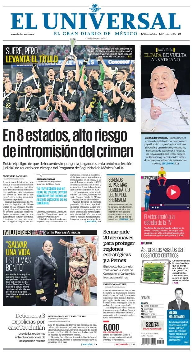 Portada de El Universal
