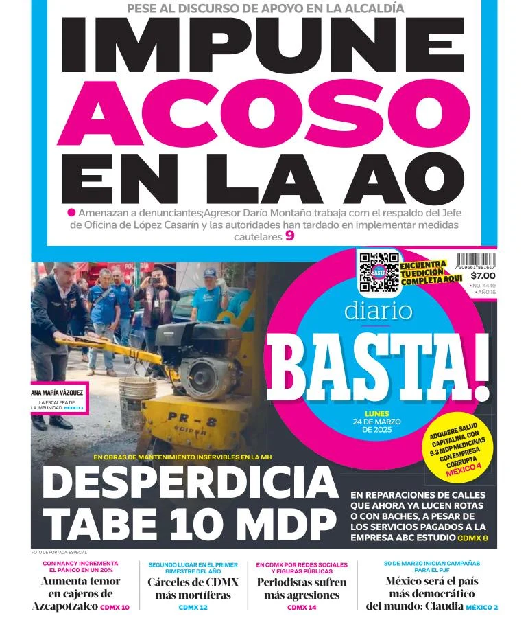 Portada de Basta del lunes, 24 de marzo de 2025