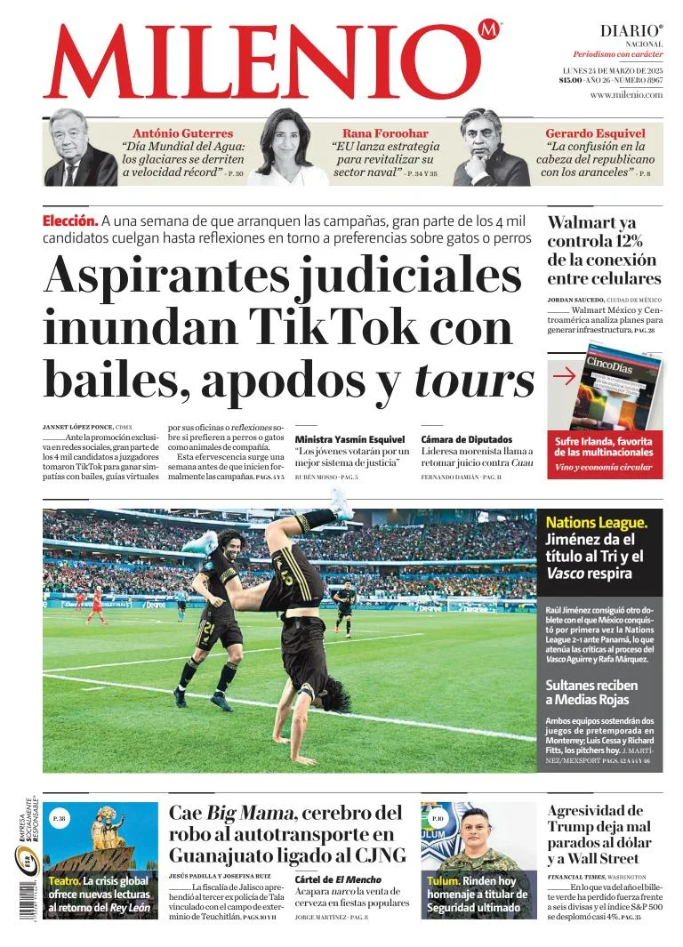 Portada de Milenio del lunes, 24 de marzo de 2025