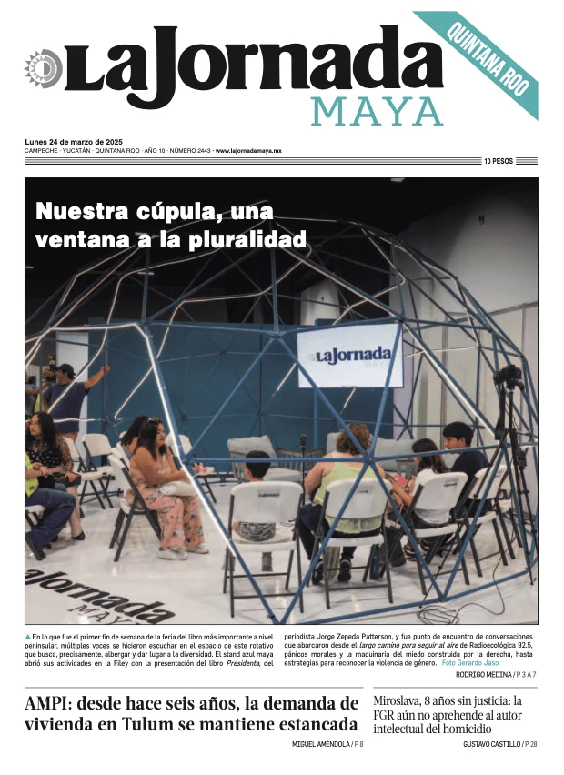 Portada de La Jornada Maya Quintana Roo del lunes, 24 de marzo de 2025