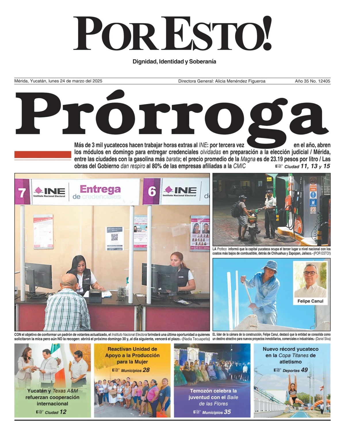 Portada de Por Esto (merida, Yucatan) del lunes, 24 de marzo de 2025