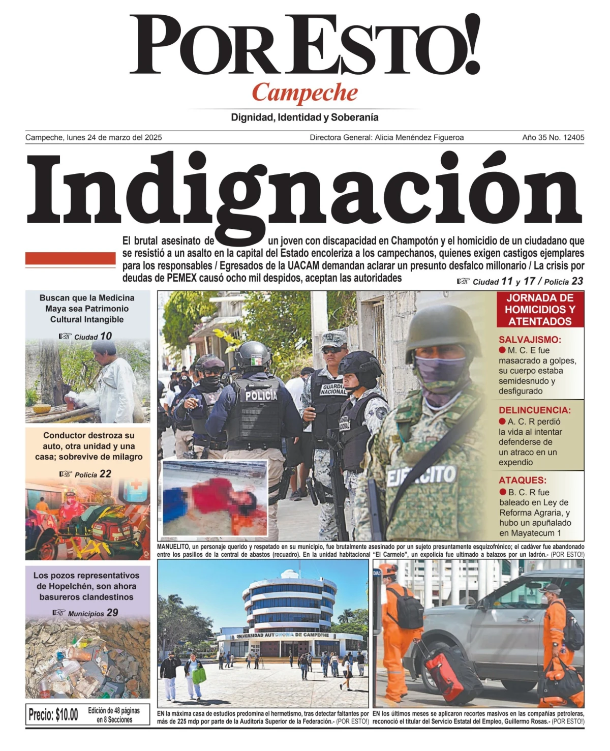Portada de Por Esto (campeche) del lunes, 24 de marzo de 2025