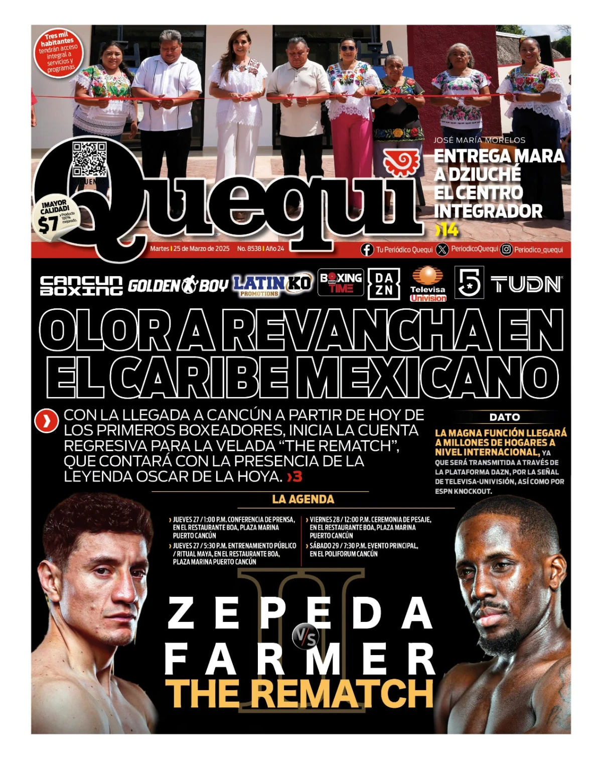 Portada de Quequi del martes, 25 de marzo de 2025