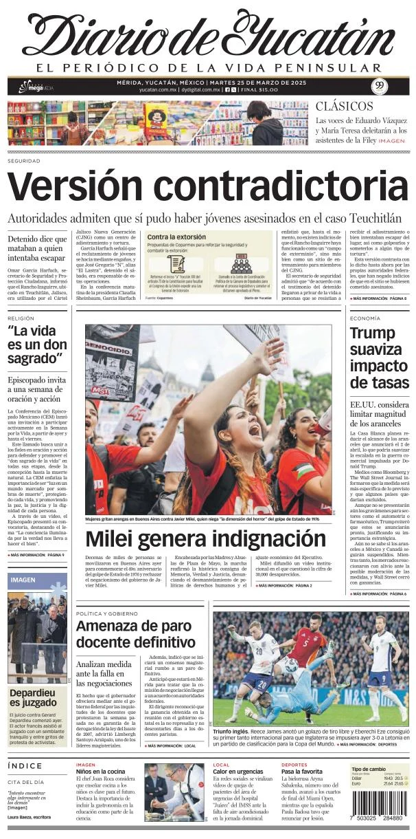 Portada de Diario de Yucatán del martes, 25 de marzo de 2025