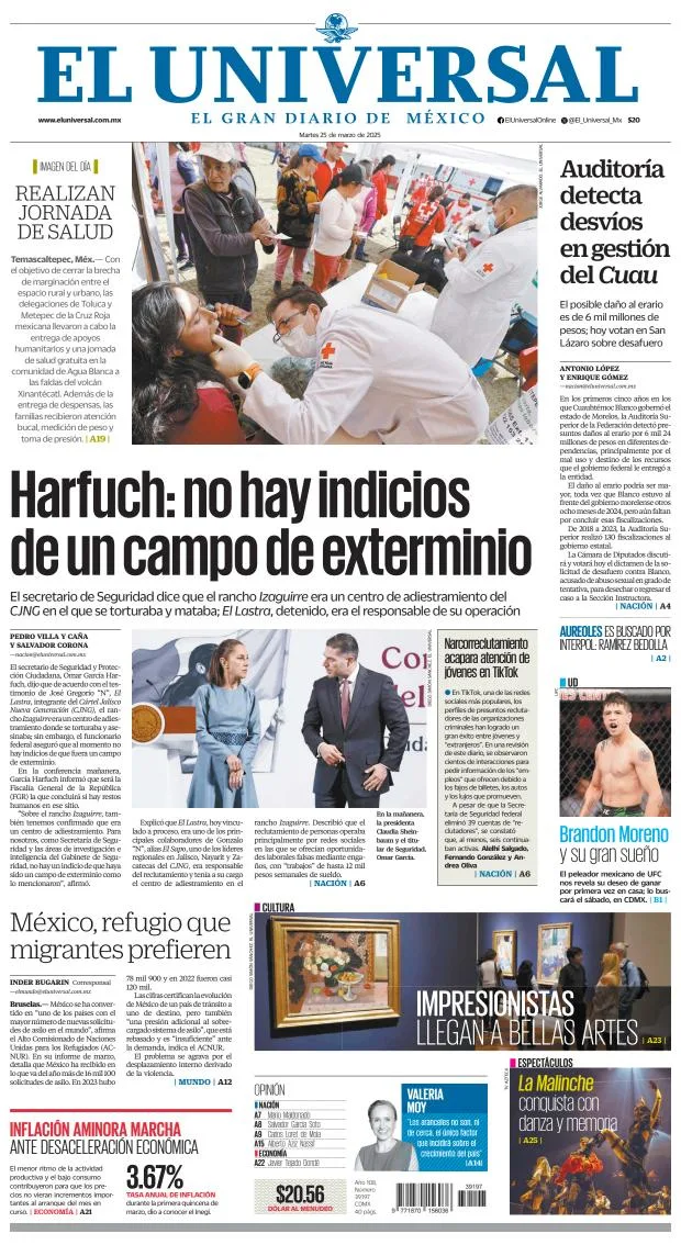 Portada de El Universal del martes, 25 de marzo de 2025