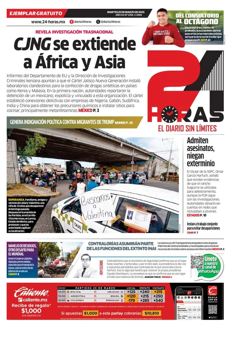 Portada de 24 Horas del martes, 25 de marzo de 2025