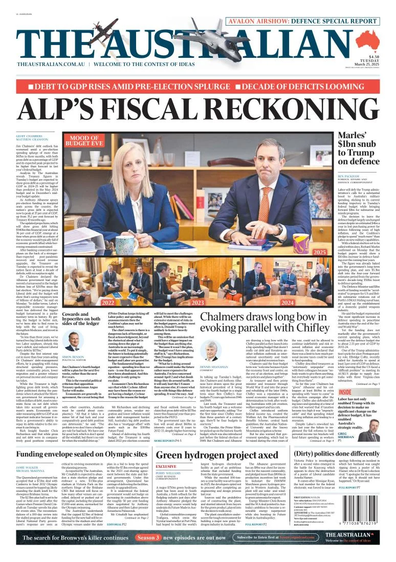 Portada de The Australian del martes, 25 de marzo de 2025