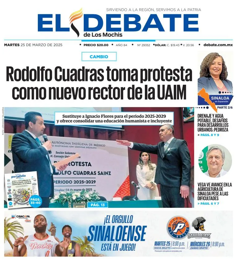 Portada de El Debate de los Mochis del martes, 25 de marzo de 2025