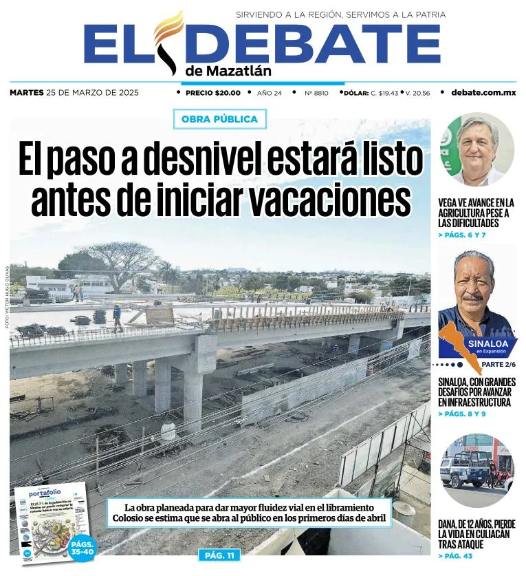 Portada de El Debate de Mazatlan del martes, 25 de marzo de 2025