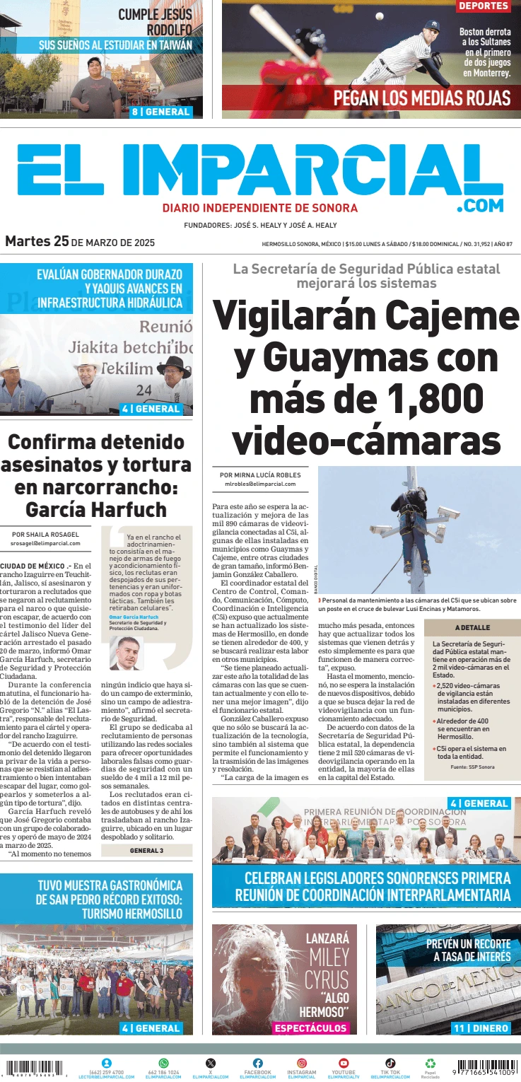 Portada de El Imparcial del martes, 25 de marzo de 2025