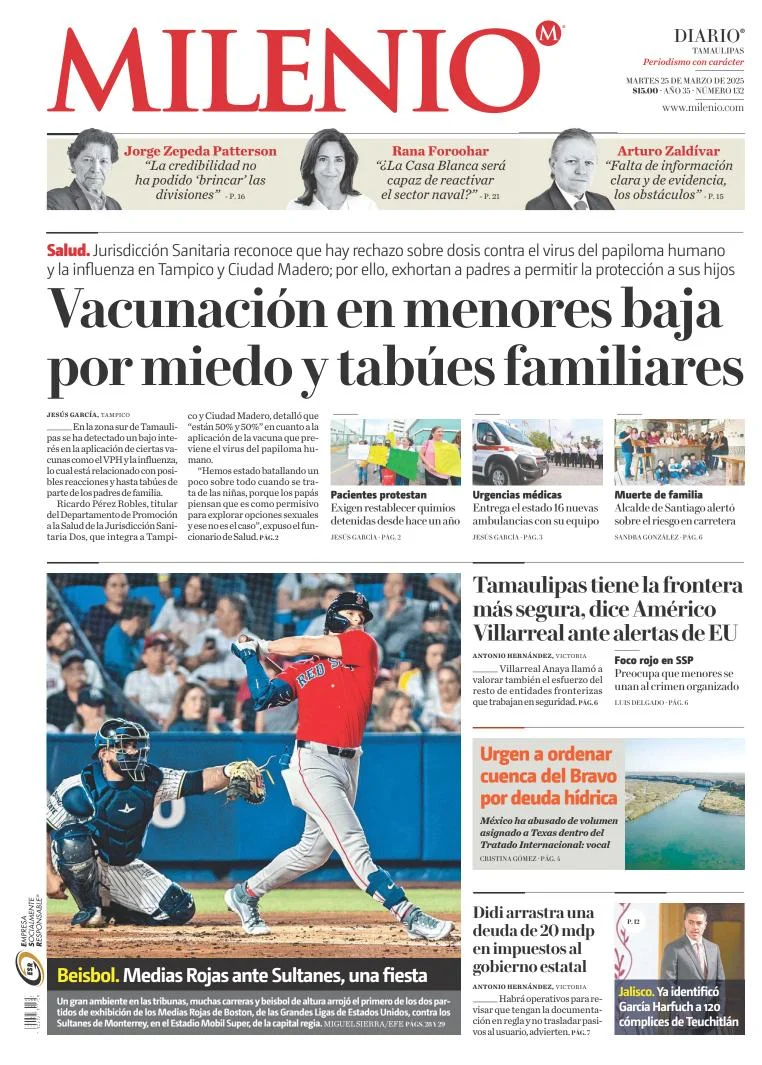 Portada de Milenio Tamaulipas del martes, 25 de marzo de 2025