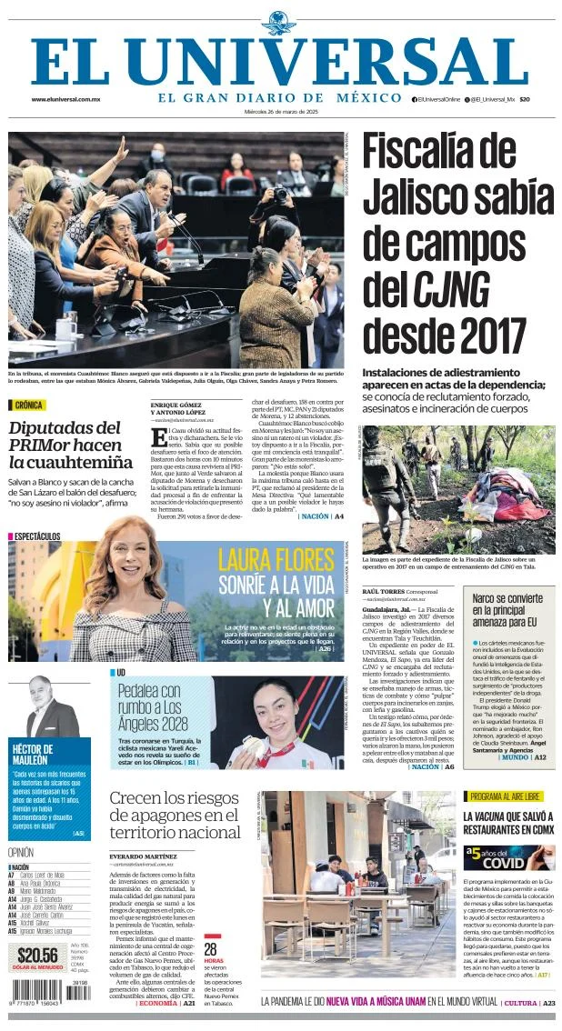 Portada de El Universal