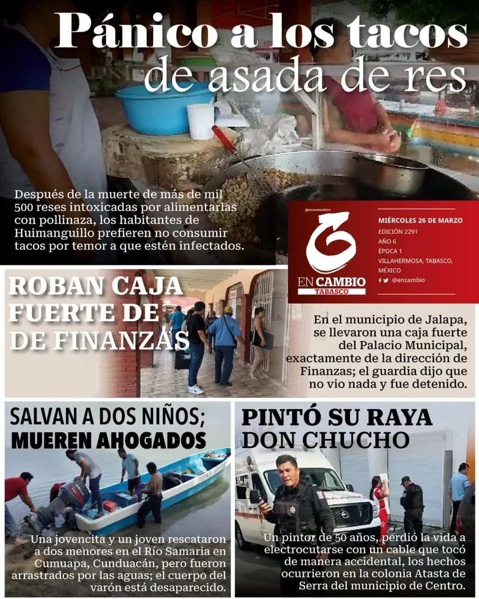 Portada de En Cambio - Tabasco (contraportada) del miércoles, 26 de marzo de 2025