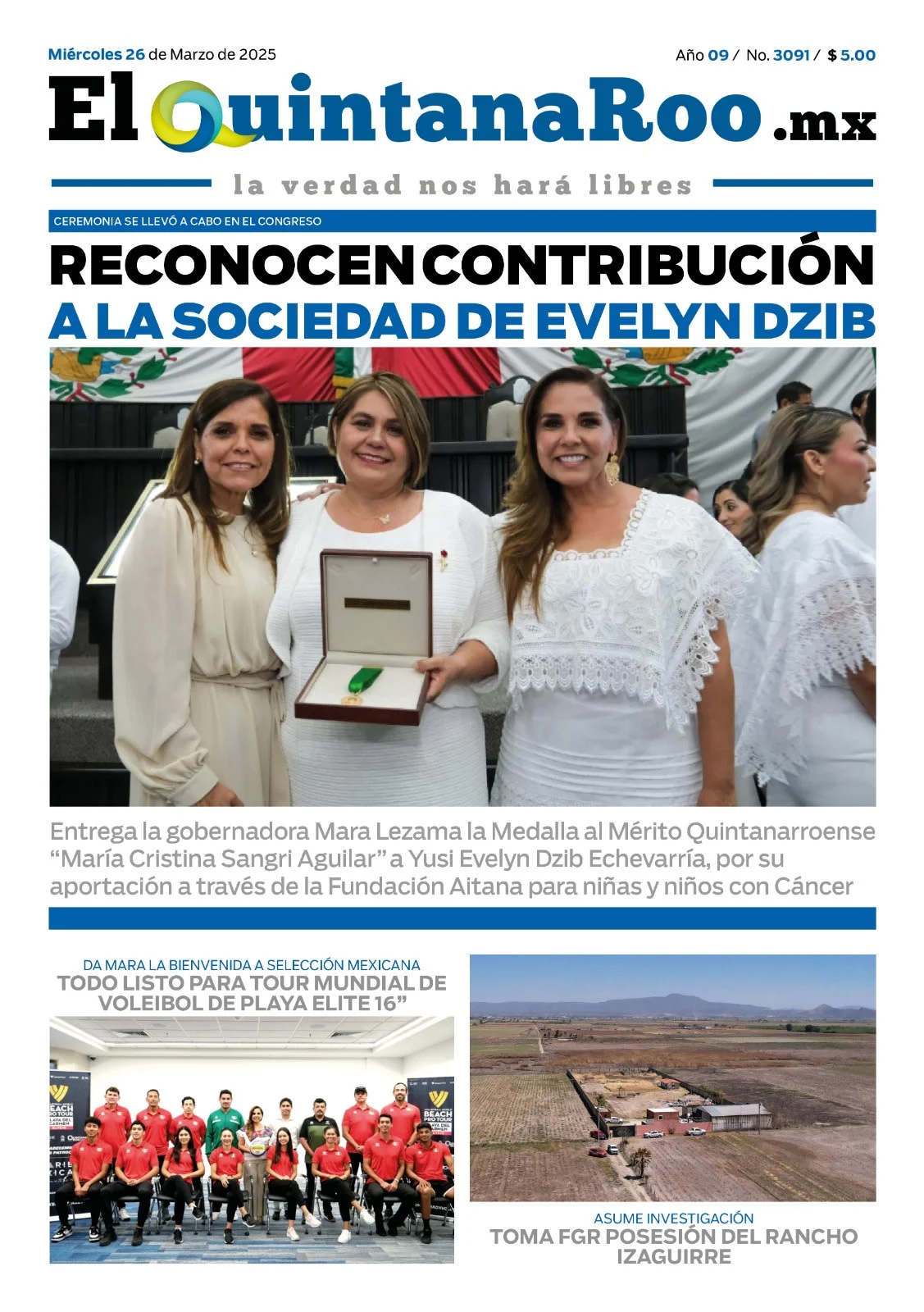 Portada de El Quintana Roo (portada)