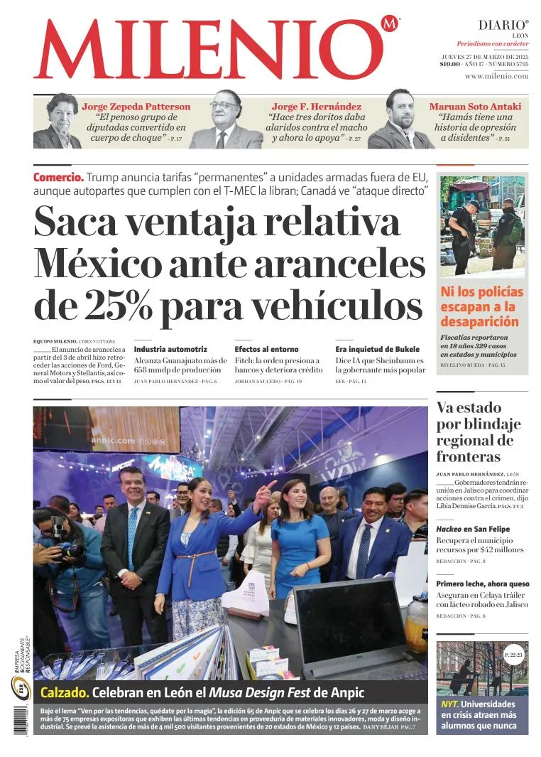 Portada de Milenio Leon del jueves, 27 de marzo de 2025