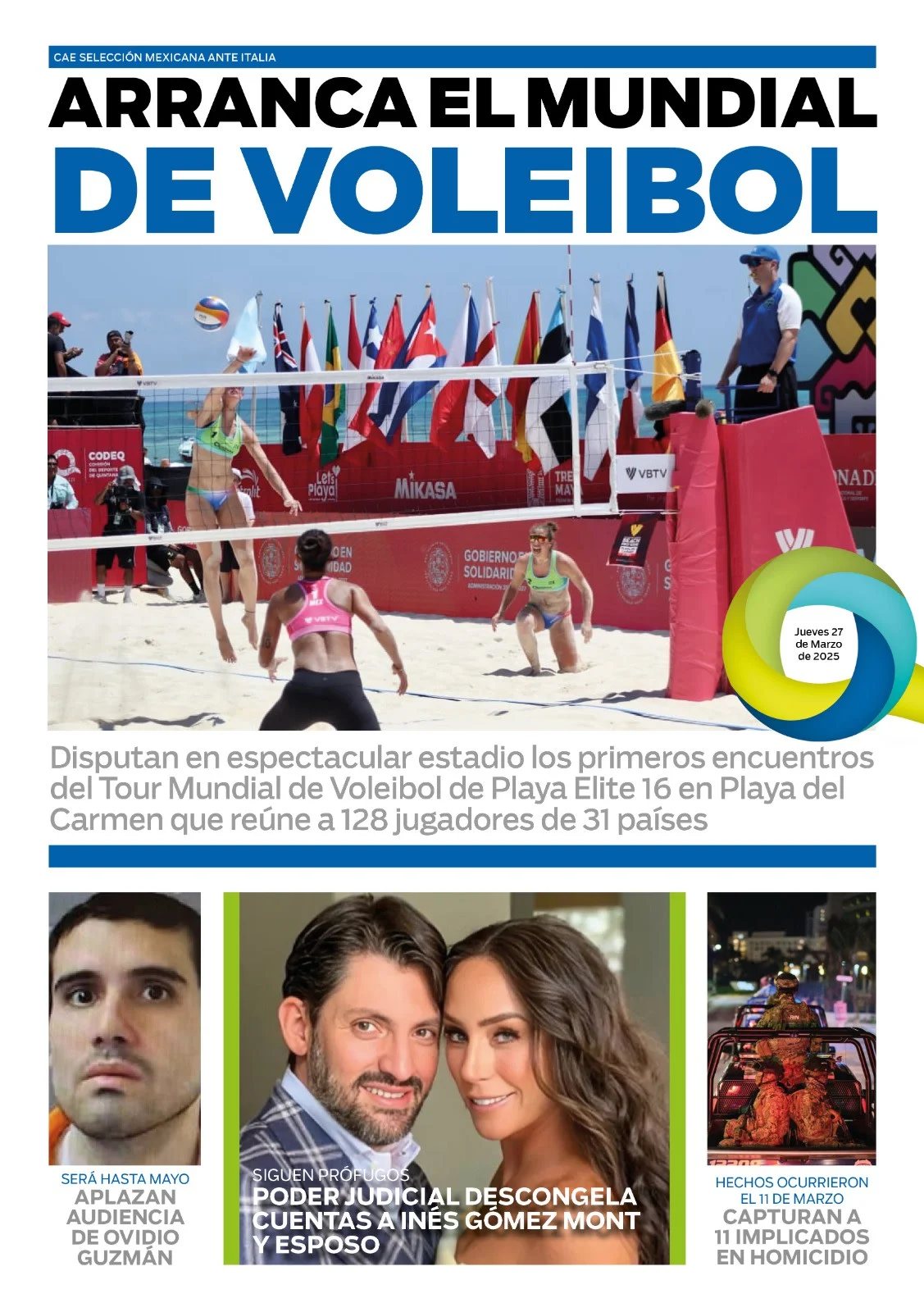 Portada de El Quintana Roo (contraportada) del jueves, 27 de marzo de 2025