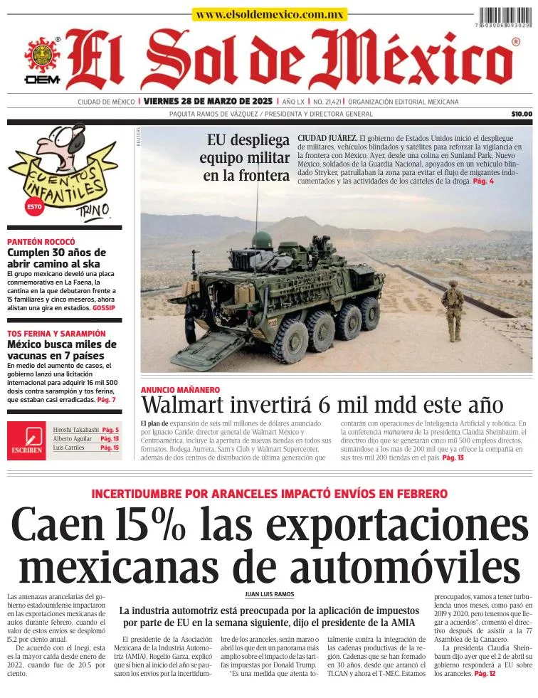 Portada de El Sol de Mexico
