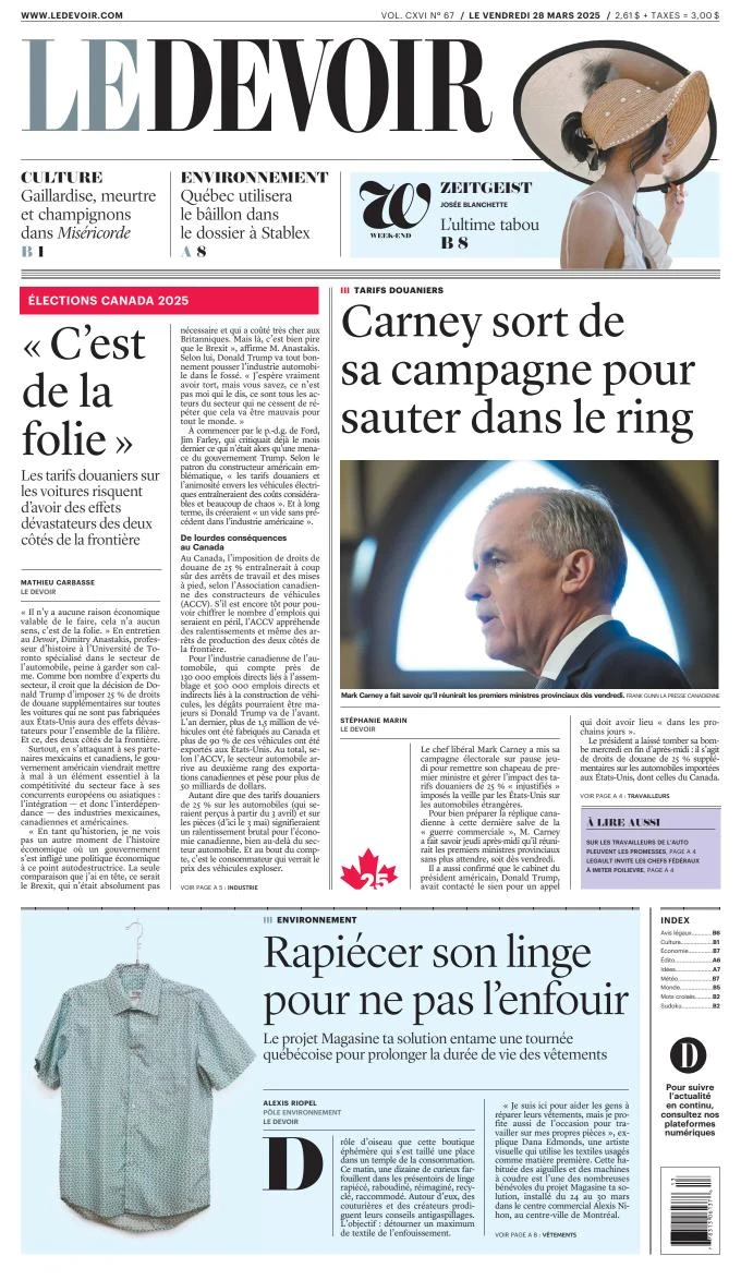 Portada de Le Devoir