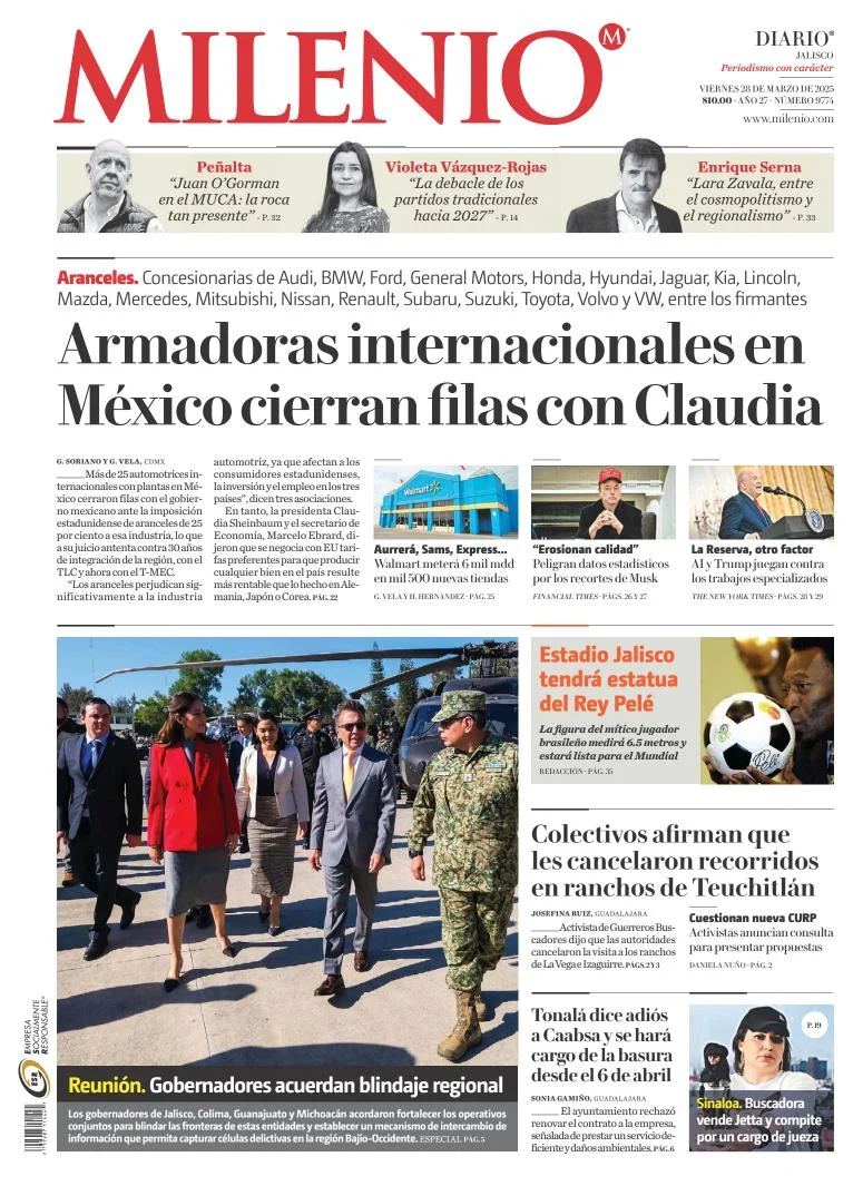 Portada de Milenio Jalisco del viernes, 28 de marzo de 2025