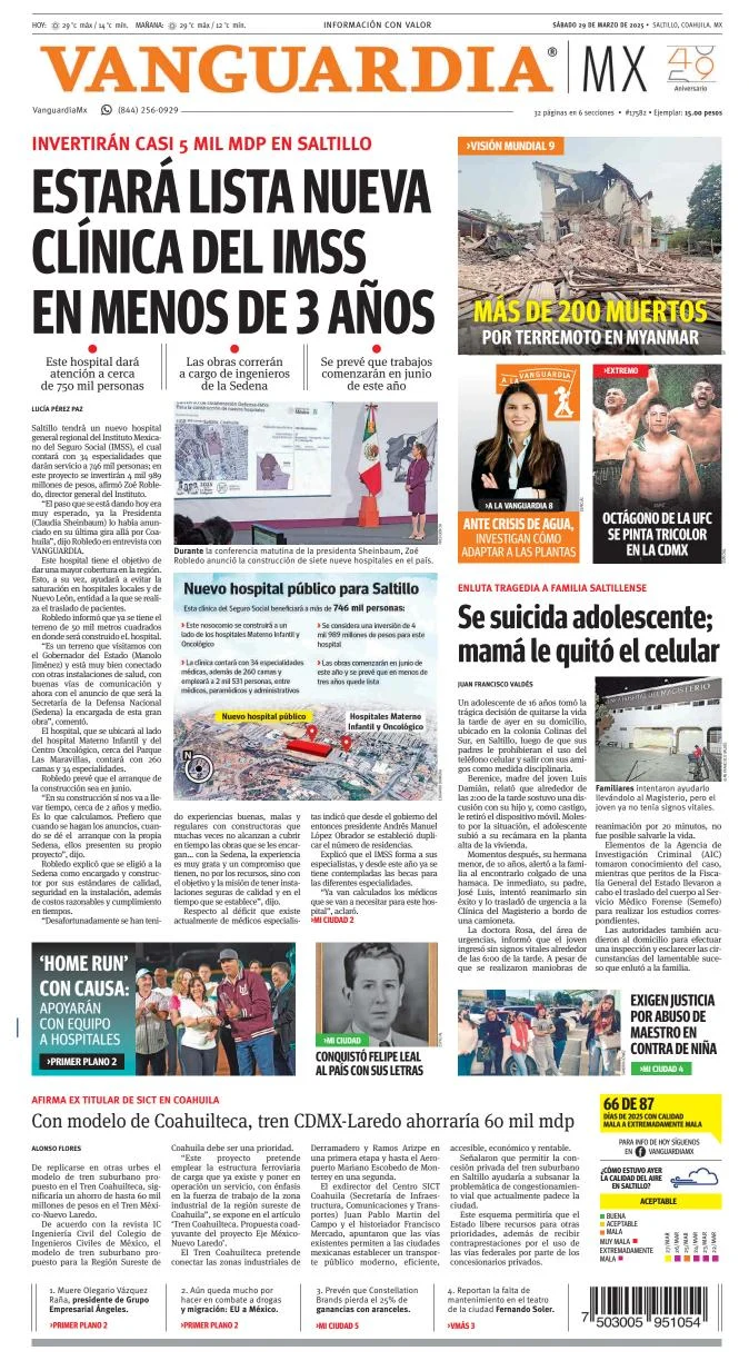 Portada de Vanguardia