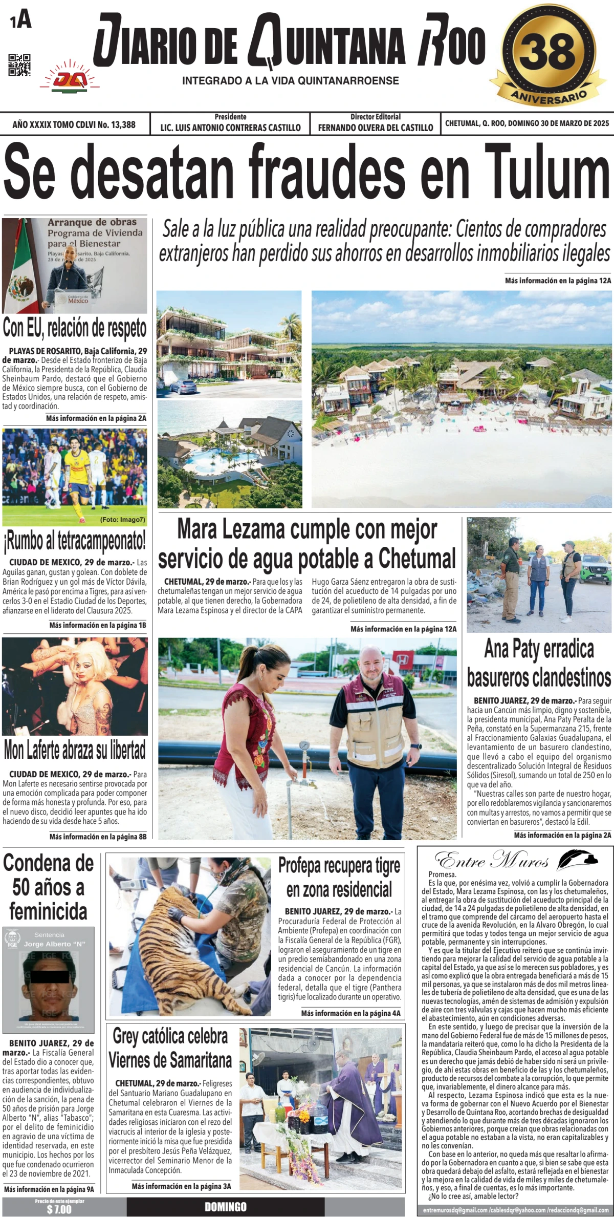 Portada de Diario de Quintana Roo (portada)