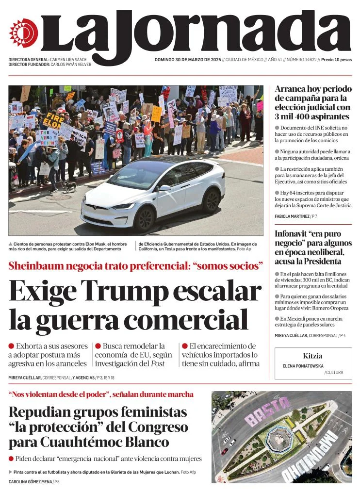 Portada de La Jornada