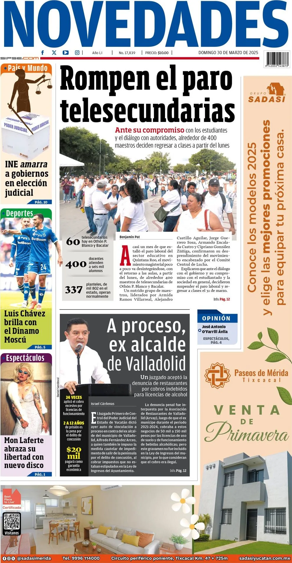 Portada de Novedades Quintana Roo