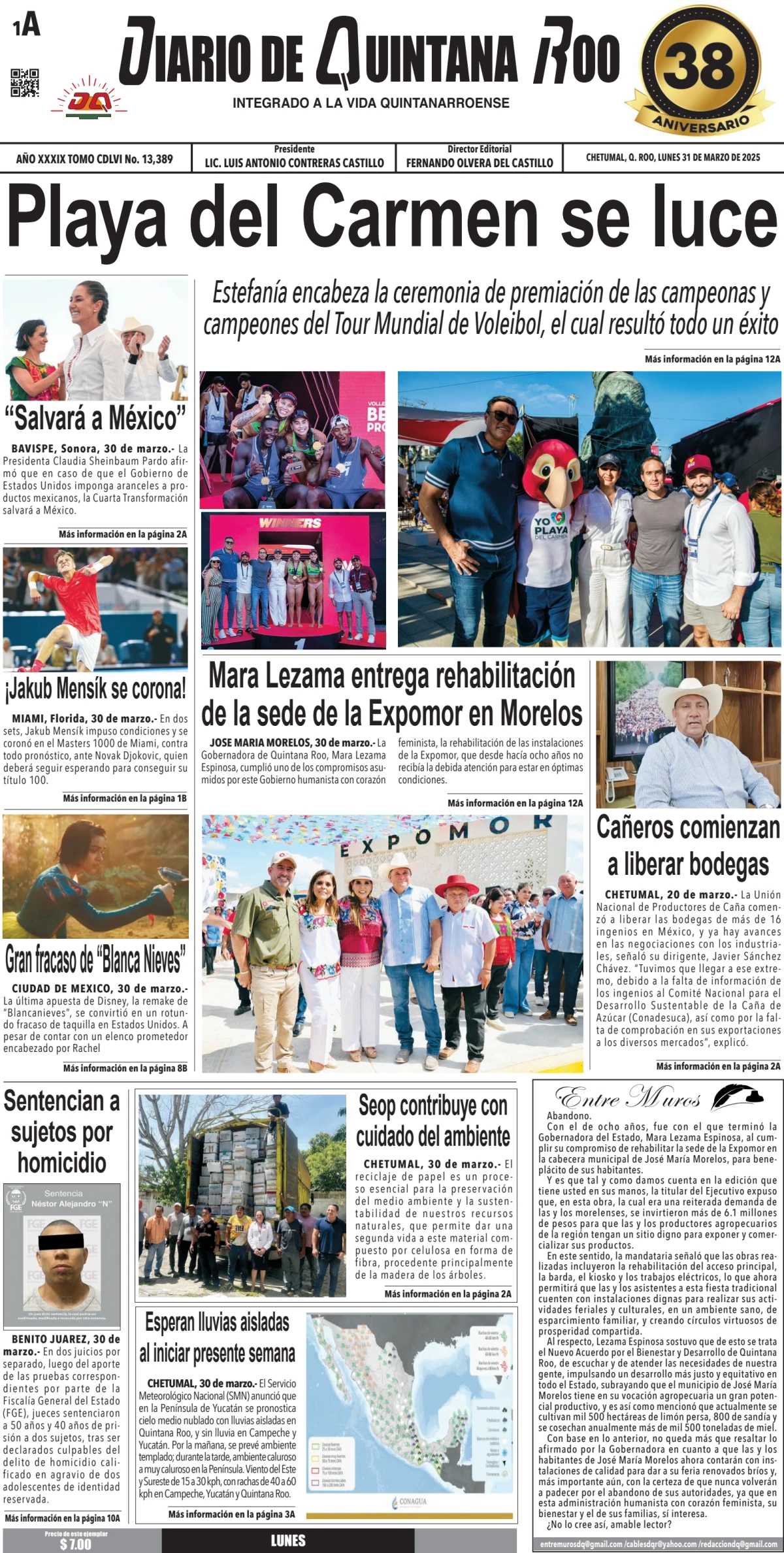 Portada de Diario de Quintana Roo (portada)