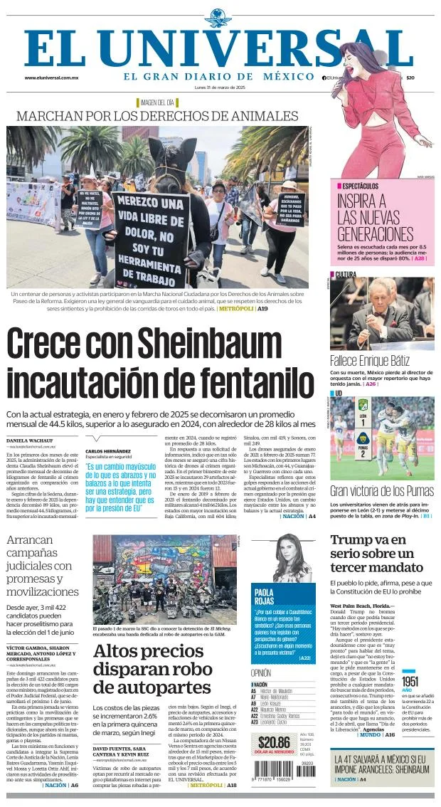Portada de El Universal
