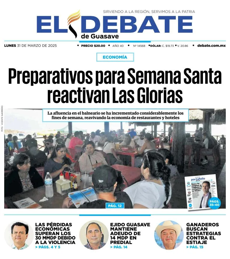 Portada de El Debate de Guasave del lunes, 31 de marzo de 2025