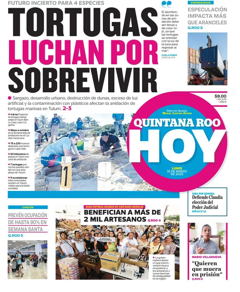 Portada de Quintana Roo Hoy del lunes, 31 de marzo de 2025