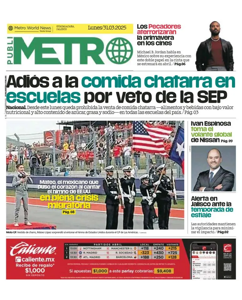 Portada de Publimetro Guadalajara del lunes, 31 de marzo de 2025
