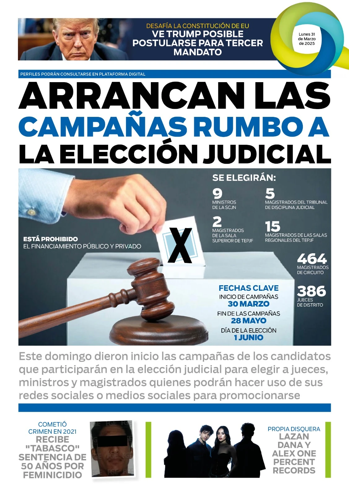 Portada de El Quintana Roo (contraportada) del lunes, 31 de marzo de 2025