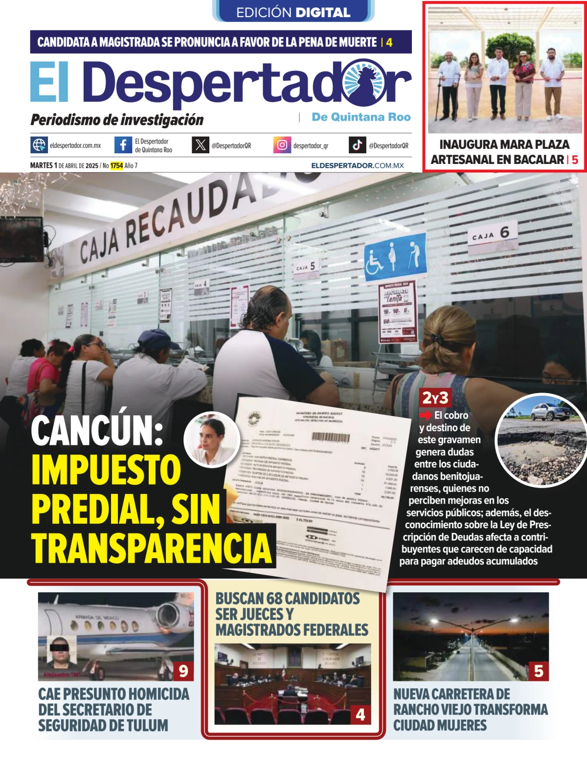 Portada de El Despertador de Quintana Roo