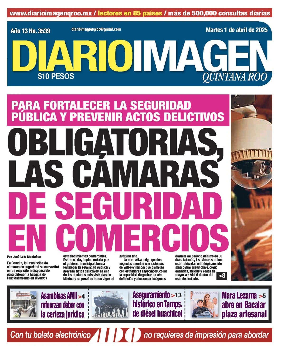 Portada de Diario Imagen Quintana Roo