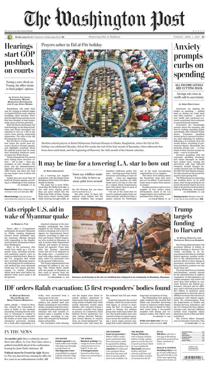 Portada de The Washington Post