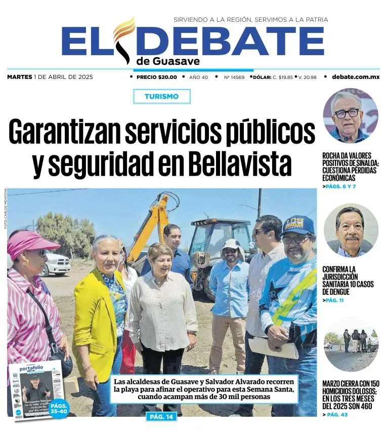 Portada de El Debate de Guasave del martes, 1 de abril de 2025