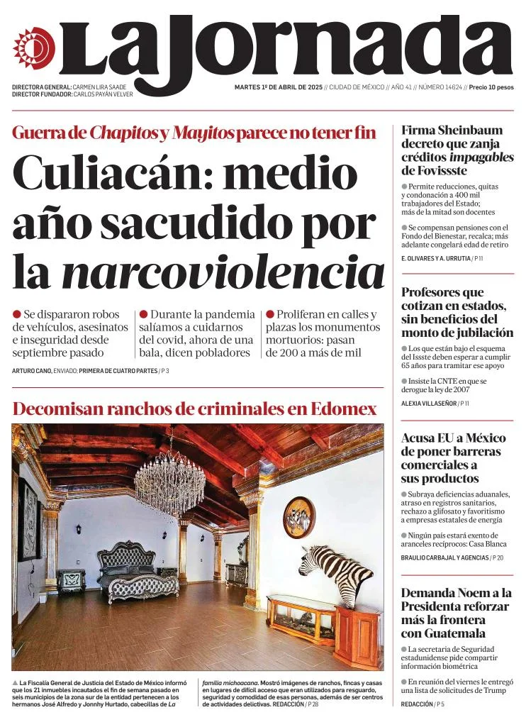 Portada de La Jornada del martes, 1 de abril de 2025