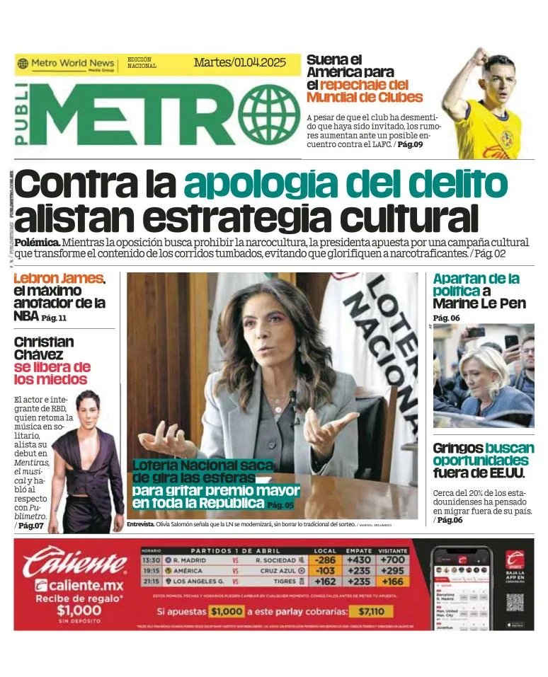 Portada de Publimetro Guadalajara del martes, 1 de abril de 2025